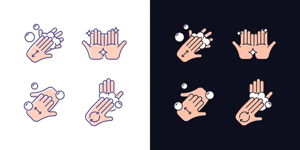 frotter les paumes avec l'icône linéaire des doigts. lavage