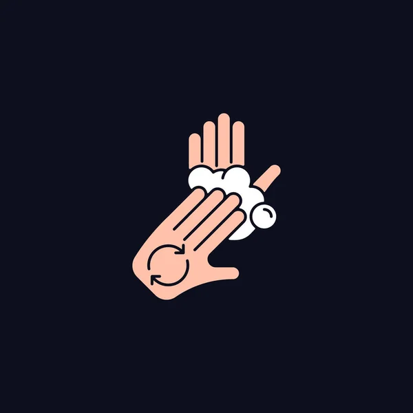 Rub Palms Fingers Rgb Color Icon Dark Theme Regular Handwashing — Stock Vector