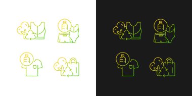 Karanlık ve aydınlık moduna göre çevre eğrisi simgeleri üzerindeki etkisi azalıyor. Etik mayo. İnce çizgili sembol demetleri. Siyah ve beyaz üzerine izole vektör ana hatları koleksiyonu