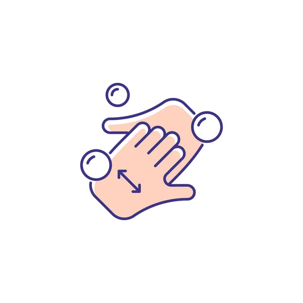 カップ指Rgbカラーアイコン 石鹸で手や爪をきれいにします 手洗い技術 爪の下の汚れを拭き取ります 細菌からの保護 孤立したベクトル図 簡単な線画 — ストックベクタ
