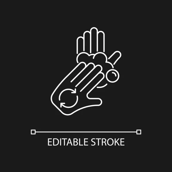 Reiben Sie Handflächen Mit Den Fingern Weißes Lineares Symbol Für — Stockvektor