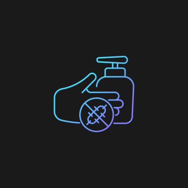 Karanlık tema için antiseptik el yıkama gradyan vektör simgesi. El dezenfektanı. Handrub ile yayılan bakterileri önlemek. İnce çizgi renk sembolü. Modern tarz pictogram. Vektör izole çizimi