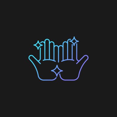 Koyu tema için temiz eller gradyan vektör simgesi. Sıcak su ve sabunla ellerini yıkıyorsun. Deri enfeksiyonlarını önleme. İnce çizgi renk sembolü. Modern tarz pictogram. Vektör izole çizimi