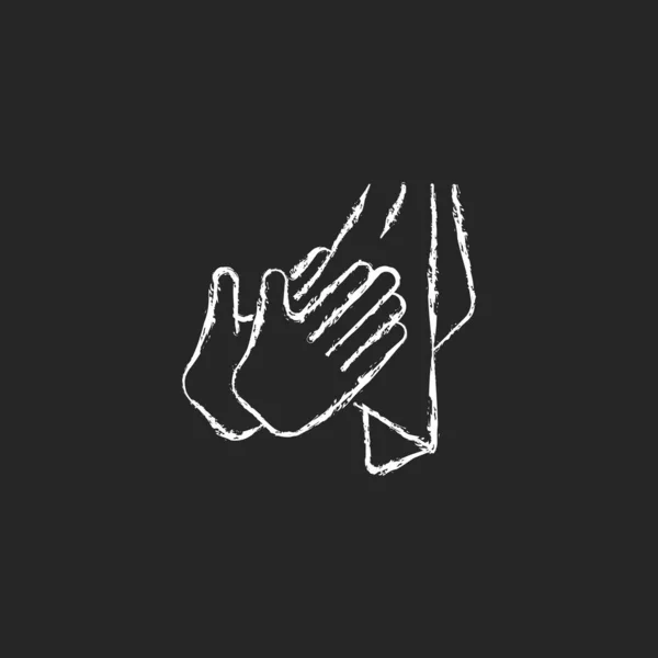 Ξηρά Χέρια Λευκή Εικόνα Κιμωλία Πετσέτα Σκούρο Φόντο Αποτελεσματική Αφαίρεση — Διανυσματικό Αρχείο