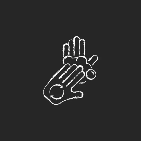 Rub Palms Fingers Chalk White Icon Dark Background Regular Handwashing — Stock Vector