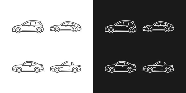 Practical Sports Cars Linear Icons Set Dark Light Mode Hatchback — Stock Vector