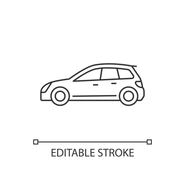 Icono Lineal Hatchback Coche Deportivo Barato Auto Con Diseño Dos — Vector de stock