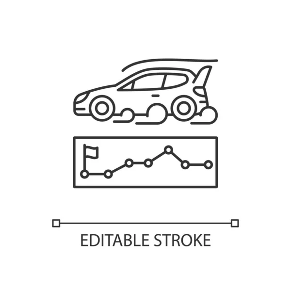 Icono Lineal Rallyes Competencia Deportes Motor Desafío Por Rendimiento Establecer — Vector de stock