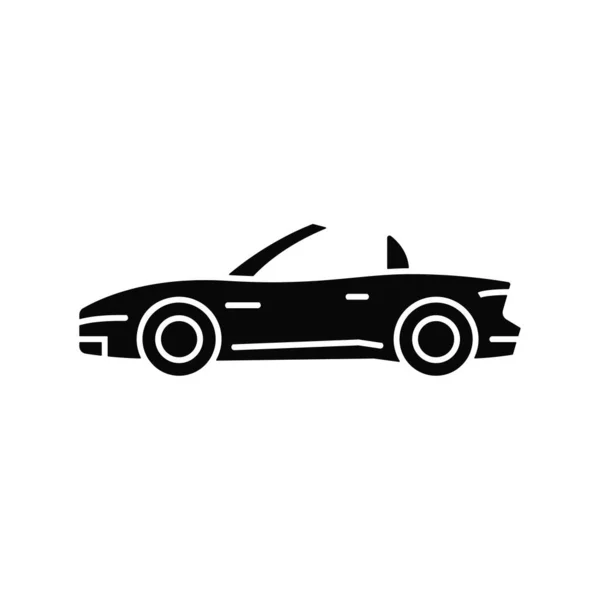 Convertible Car Black Glyph Icon Cabriolet Retractable Roof Open Top — Stock Vector