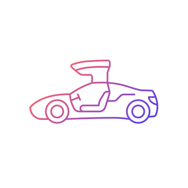 Gullwing Doored Vehicle Differences Linear Vector Icon 거리는 열리는 자동차 — 스톡 벡터