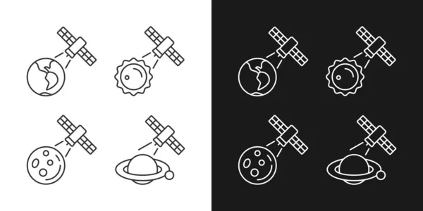 Iconos Lineales Observación Cuerpos Celestes Configurados Para Modo Oscuro Claro — Vector de stock