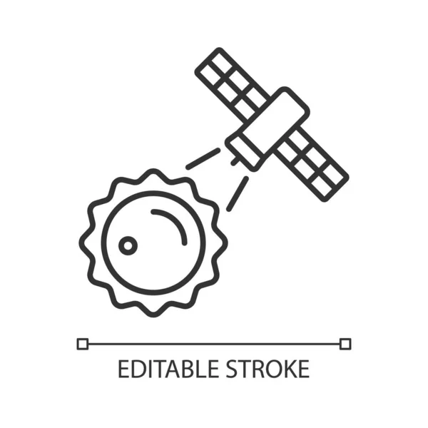 Sun Observation Process Linear Icon Heliophysics Science Investigation Artifial Satelite — Stock Vector