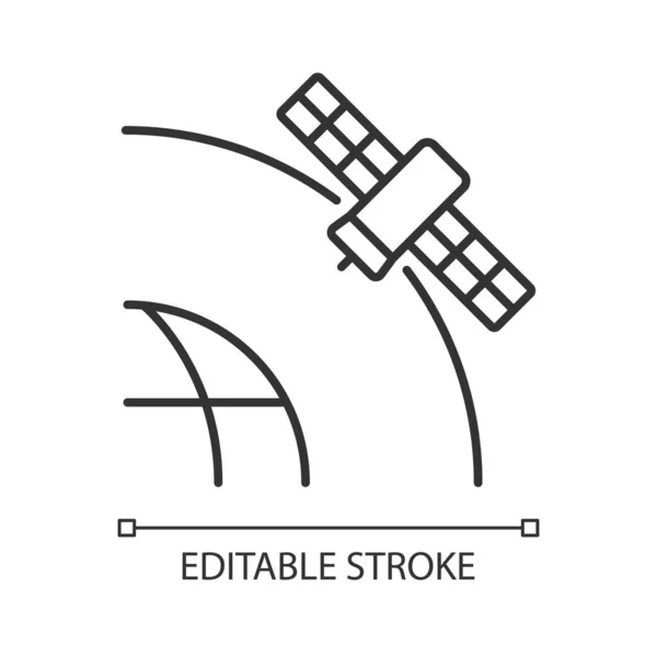 Icône Linéaire Satellite Géostationnaire Rotation Des Corps Célestes Orbite Géostationnaire — Image vectorielle