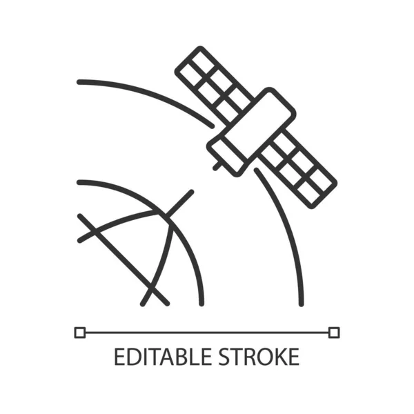 Polar Satellite Linear Icon Artifial Satelite Investigating Pole Surface Magnetosphere — Stock Vector