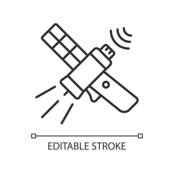 Icono Lineal Satélite Comunicaciones Red Telecomunicaciones Transmitiendo Señal Satelite Ilustración — Vector de stock