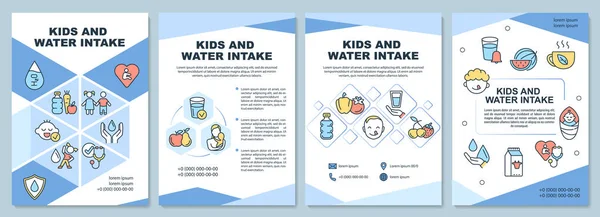 Шаблон Брошури Дітей Споживання Води Кількість Води Дітей Флаєр Буклет — стоковий вектор