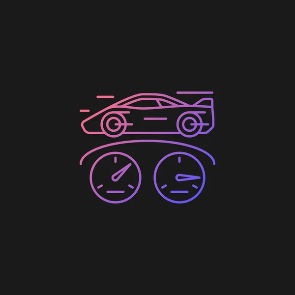 Ikona Vektoru Nejvyšší Rychlosti Pro Temný Motiv Sportovní Automobilové Závody — Stockový vektor