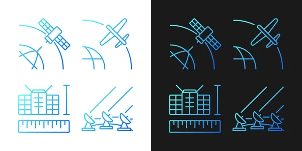Tecnologías Satelitales Iconos Gradiente Configurados Para Modo Oscuro Claro Para — Vector de stock