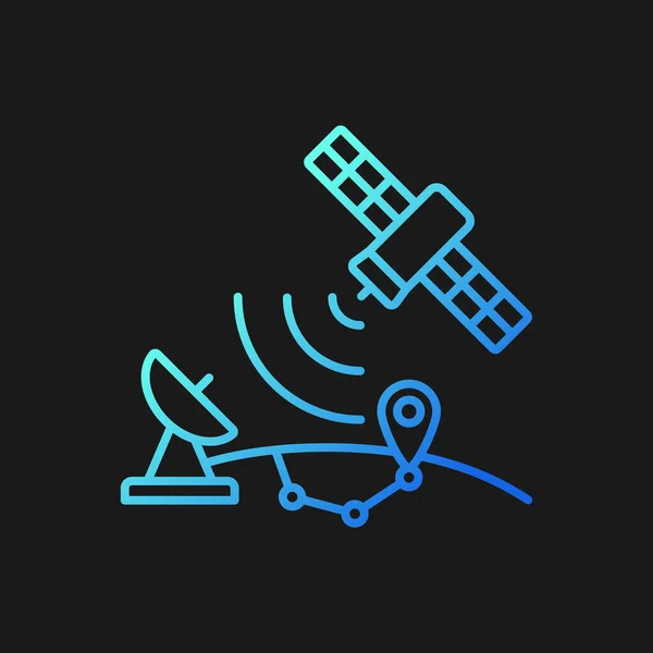 Global Positioning System Gradient Vector Icon Dark Theme Artificial Satellite — Stock Vector