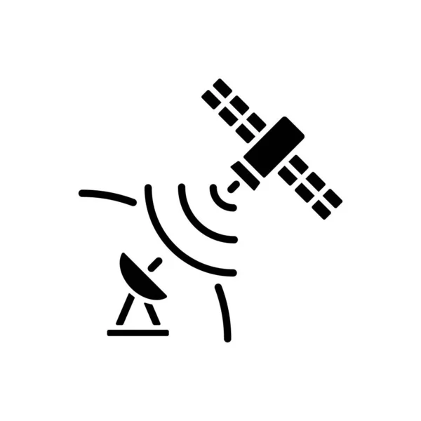 Műholdas Jel Fekete Jel Ikon Jelzőantenna Vevő Műhold Globális Távközlési — Stock Vector