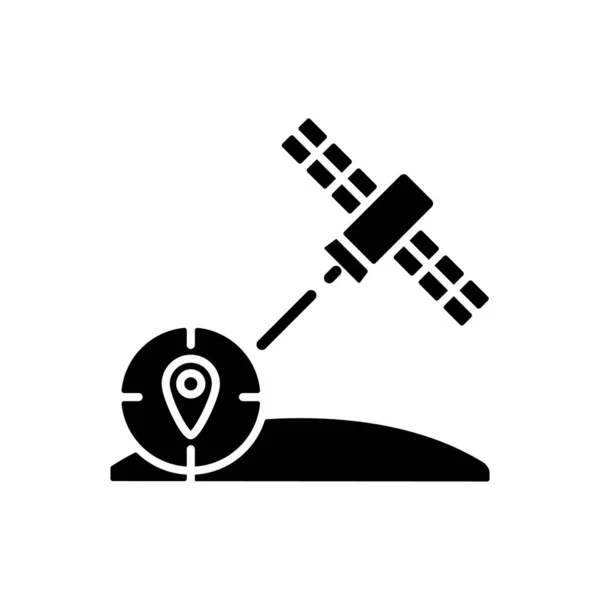 Navigation Satellite Black Glyph Icon Artificial Satellite Based Radionavigation Global — Stock Vector