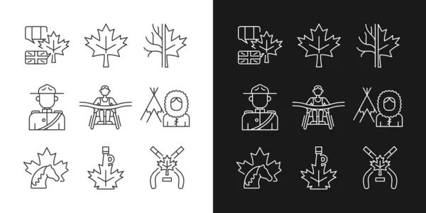 Kanadische Darstellung Lineare Symbole Für Dunklen Und Hellen Modus Eingestellt — Stockvektor