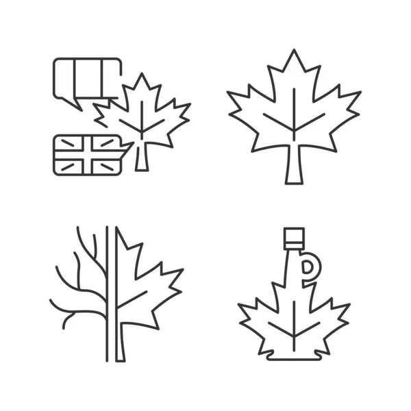 Ahornblatt Bedeutung Lineare Symbole Gesetzt Nationales Wahrzeichen Kanadas Ahornblatt Symbol — Stockvektor