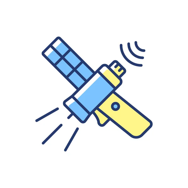 Связь Спутниковый Синий Желтый Значок Цвета Rgb Коммуникационная Сеть Передаю — стоковый вектор
