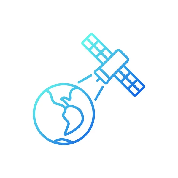 Gradiënt Lineair Vectorpictogram Voor Aardobservatie Terrestieel Oppervlakteonderzoek Door Artificale Sateliet — Stockvector