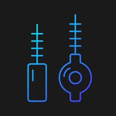 Karanlık tema için interdental fırçalar gradyan vektör simgesi. Yiyecek parçacıkları ve plaketleri temizliyorum. Diş etlerini sağlıklı tutmak. İnce çizgi renk sembolü. Modern tarz pictogram. Vektör izole çizimi