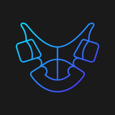 Koyu tema için diş koruyucusu gradyan vektör simgesi. Diş düzeneği yeniden düzenleniyor. Dişleri doğru pozisyonda tutmak. İnce çizgi renk sembolü. Modern tarz pictogram. Vektör izole çizimi