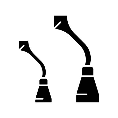 Burnisher siyah kabartma simgesi. Dişçi el aleti. Diş dolgularını parlatıyorum. Diş malzemesi oyma. Restorasyon prosedürü. Beyaz uzayda siluet sembolü. Vektör izole illüstrasyonu