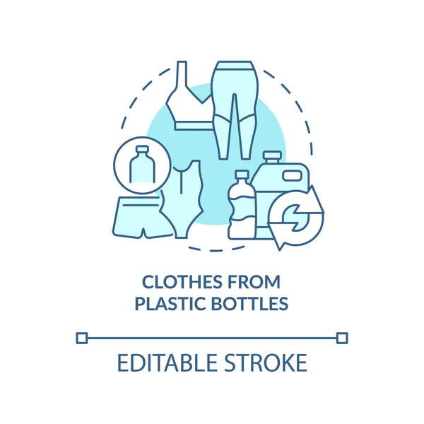 リサイクルされたペットボトルのコンセプトアイコンから服 二次素材抽象的なアイデア細い線イラストから服の生産 ベクトル分離アウトラインカラー図面 編集可能なストローク — ストックベクタ