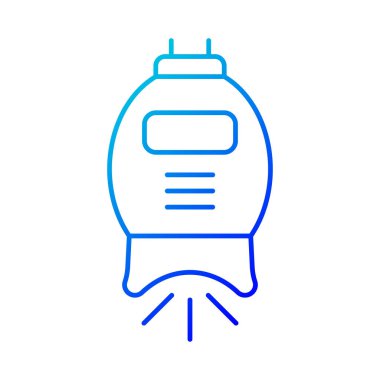 Diş beyazlatma makinesi gradyan doğrusal vektör simgesi. Diş sağlığı. Derin diş temizliği. Profesyonel tedavi. İnce çizgi renk sembolü. Modern tarz pictogram. Vektör izole çizimi