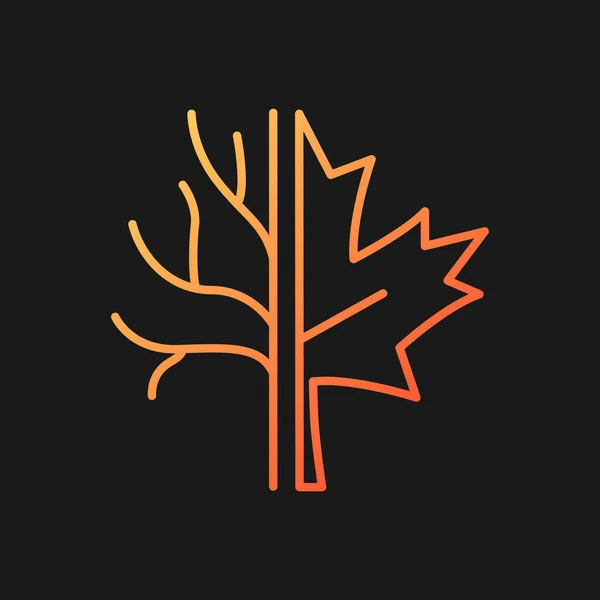 枫树渐变矢量图标为暗主题 官方的加拿大国徽 生长在加拿大的树和灌木的种类 细线颜色符号 现代风格的象形文字 矢量孤立轮廓图 — 图库矢量图片
