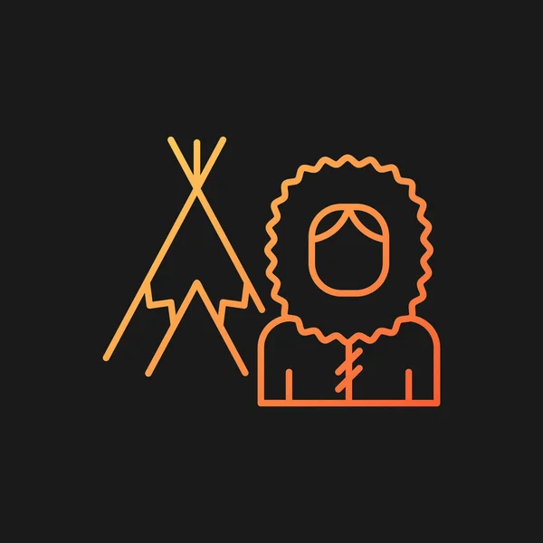 Значок Градиентного Вектора Инуитской Популяции Темной Темы Коренные Народы Канады — стоковый вектор