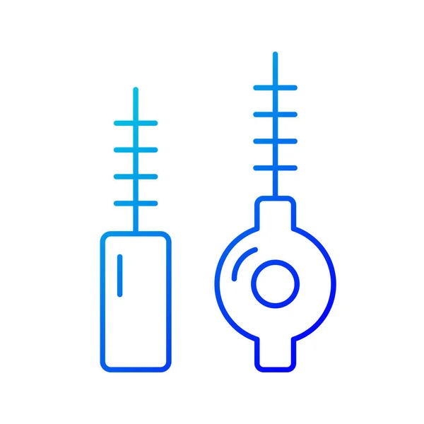 Brosses Interdentaires Gradient Icône Vectorielle Linéaire Nettoyage Des Particules Alimentaires — Image vectorielle