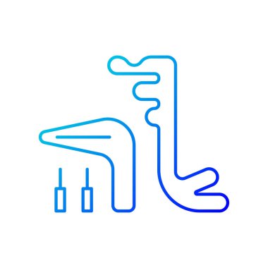 İmplant bakım gradyan doğrusal vektör simgesi için araçlar. Diş ameliyatı. Ölçme cihazı. Vidalar ve göstergeler. İnce çizgi renk sembolü. Modern tarz pictogram. Vektör izole çizimi