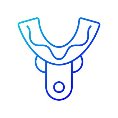 Etki tepsisi gradyan doğrusal vektör simgesi. Diş protezi yapısı. Ağız ameliyatı. Diş implantolojisi. İnce çizgi renk sembolü. Modern tarz pictogram. Vektör izole çizimi