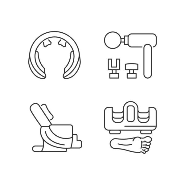 Vibrierende Massagegeräte Setzen Lineare Symbole Geräte Zur Stimulation Von Nacken — Stockvektor
