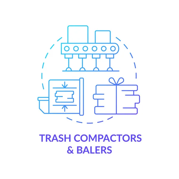 Odpadkové Kompresory Koncepce Baličů Odpad Zpracování Odpadu Kompresní Zařízení Recyklace — Stockový vektor