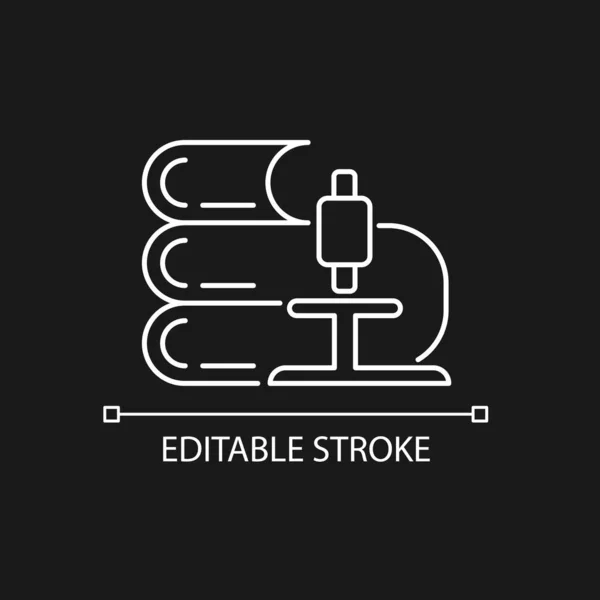 Wetenschap Wit Lineair Pictogram Voor Donker Thema Microscoop Boeken Leren — Stockvector