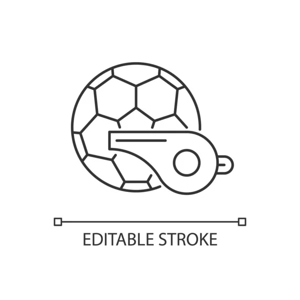 Линейная Икона Физической Подготовки Футбольный Мяч Свисток Спортивные Мероприятия Здоровый — стоковый вектор
