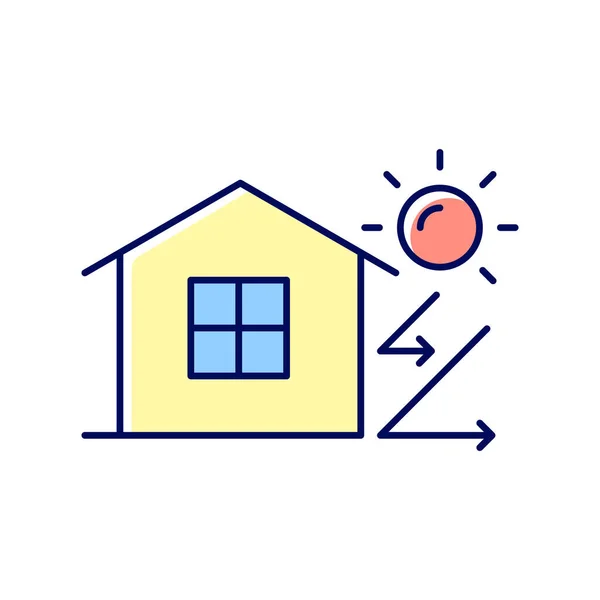 断熱Rgbカラーアイコン 熱からの家の隔離 断熱材 夏には涼しい家にいてください エネルギー効率が良く 設計された家庭 孤立したベクトル図 簡単な線画 — ストックベクタ