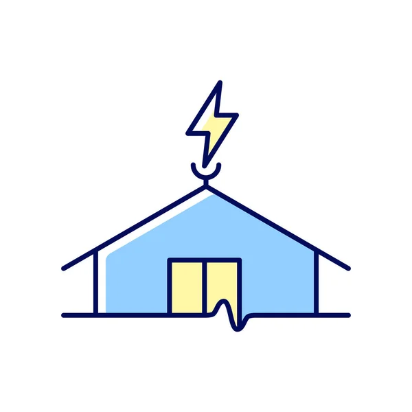 Lightning Rod Rgb Color Icon Protecting Buildings Lightning Strike Damage — Stock Vector