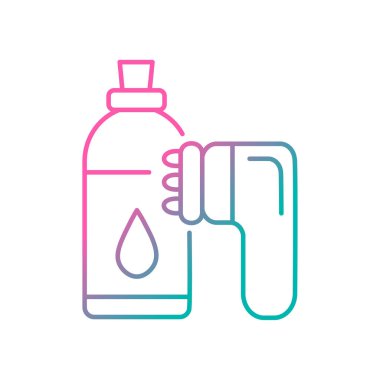 Antielülit masaj koruyucusu gradyan doğrusal vektör simgesi. Masaj bacakları ve kalçaları. Güzellik tedavisi. Taşınabilir alet. İnce çizgi renk sembolü. Modern tarz pictogram. Vektör izole çizimi