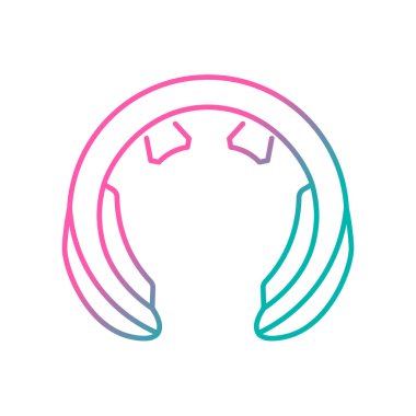 Boyun masaj aracı gradyan doğrusal vektör simgesi. Boyun ve omuzları canlandırmak için bir cihaz. Ağrıyı ve acıyı dindir. İnce çizgi renk sembolü. Modern tarz pictogram. Vektör izole çizimi