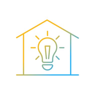 Işıklandırma gradyan vektör simgesi. Minimum aydınlatma standartları. Elektrik şebekesi. Doğal ışık sağlıyor. İnce çizgi renk sembolü. Modern tarz pictogram. Vektör izole çizimi