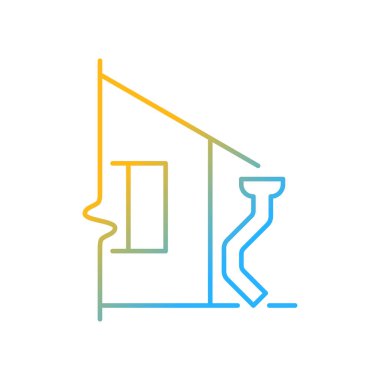 Çatı gradyan doğrusal vektör simgesini emiyor. Çatı drenaj sistemi. Suyu bina temellerinden uzak tutmak. İnce çizgi renk sembolü. Modern tarz pictogram. Vektör izole çizimi