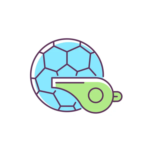 Иконка Цвета Rgb Футбольный Мяч Свисток Спортивные Мероприятия Здоровый Образ — стоковый вектор